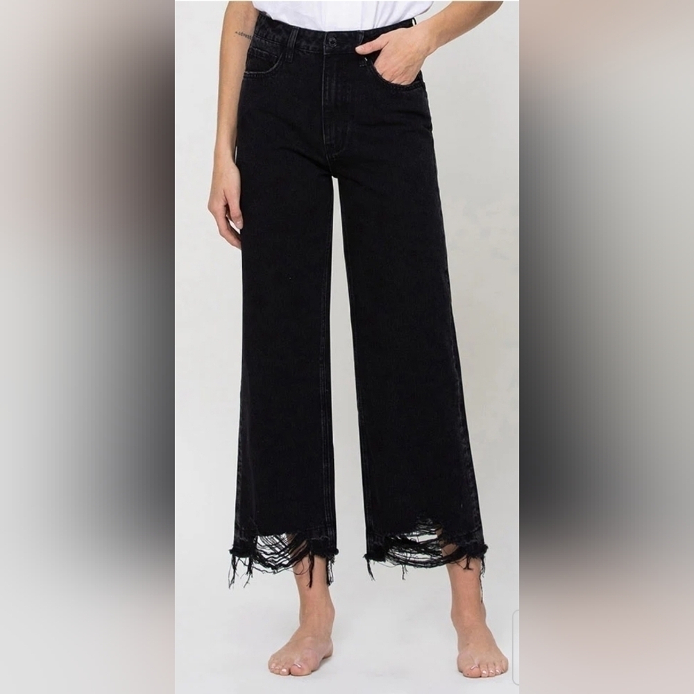 Flying Monkey Vervet Black Sun Wide Leg Denim- Black Sz. 29